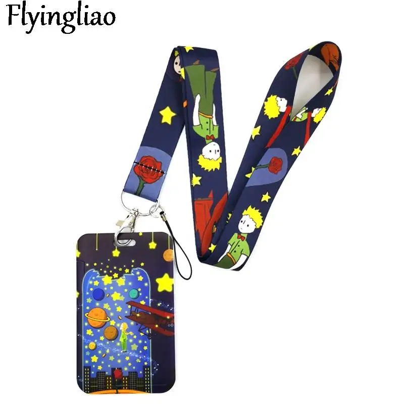 

Little Prince black Anime Lanyard Badge Holder ID Card Lanyards Mobile Phone Rope Key Lanyard Neck Straps Keychain Key Ring