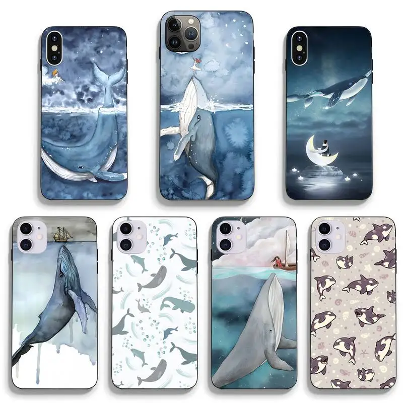 Whale Ocean Moon Phone Case For IPhone 14 Pro Max 13 12 11 Mini Xs X Xr 7 8 6 6s Plus Se 2020 Fundas Shell Cover