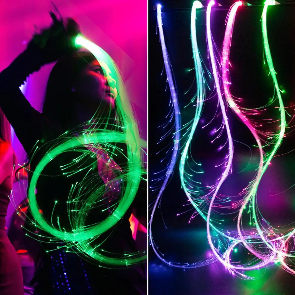 

Disco Dance Whip Party Led Fiber Optic Dancing Whips Rechargeable Glowing Whip Sparkle Flow Toy Light Up 360° Swivel Rave EDM
