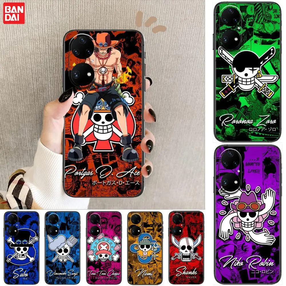 

One Piece Phone Case For Huawei p50 P40 p30 P20 10 9 8 Lite E Pro Plus Black Etui Coque Painting Hoesjes comic fas