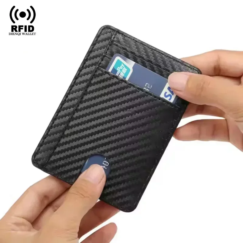 Мужской Ультратонкий Кошелек Из Углеродного Волокна RFID-блокировка Держатель Для