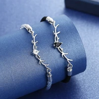 new hot creative 925 sterling silver exquisite antlers eternal love woven female bracelet wedding couple fashion charm jewelry