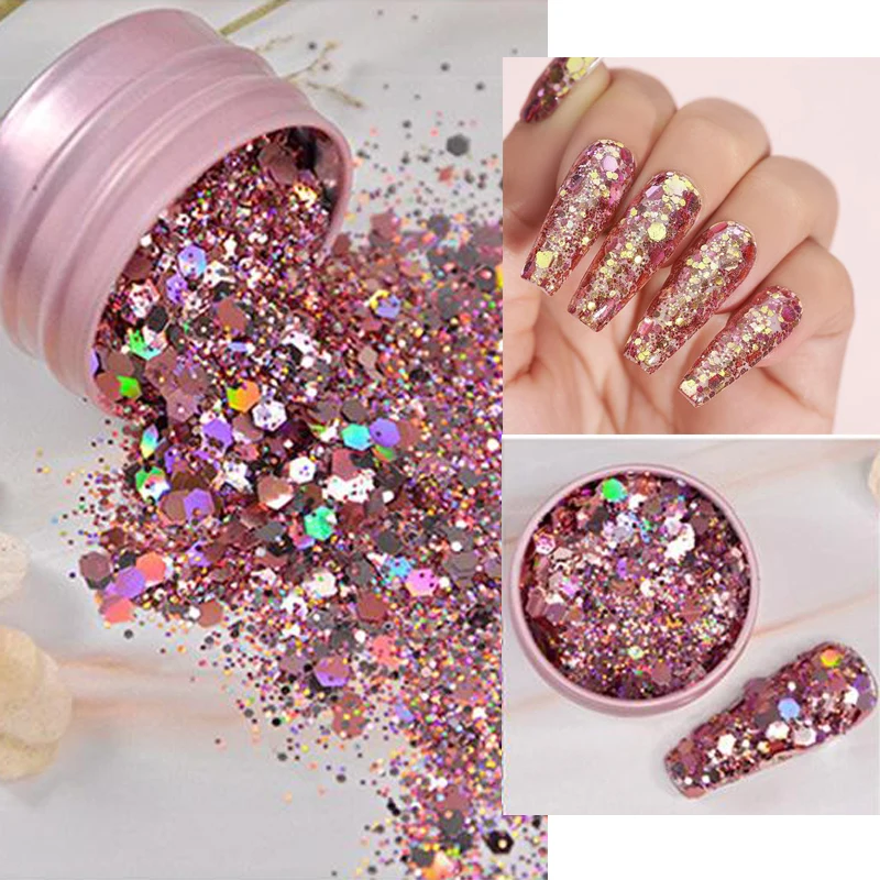 

Переливающаяся яркая серебристая блестящая хромированная пудра для ногтей своими руками сверкающие шестигранные крупные хлопья украшени...