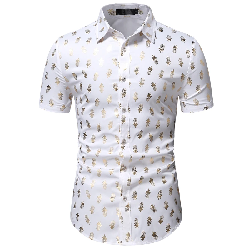 

Ананас Бронзированная белая рубашка для мужчин 2022 брендовая Новинка блестящие Роскошные модные вечерние мужские Рубашки повседневные Клу...