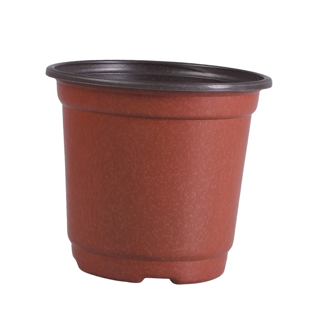 100PCS Plastic Flowerpot Creative Breathable Flower Pot Succulents Flower Pot Basin Pot - Diameter 90mm (Brown)