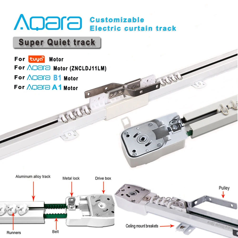 Original Aqara Super Silent Electric Curtains Track Rail for Aqara Zigbee/ A1/B1/Tuya Wifi Motor,Smart Home Curtain Rails