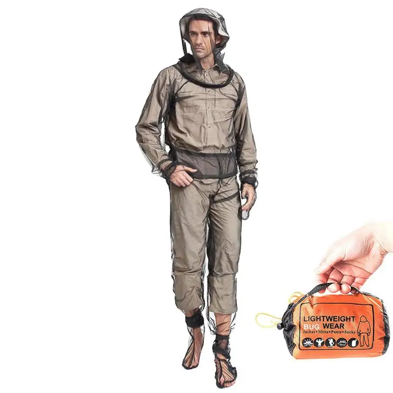 

Tick Proof Clothing Breathable Mesh Suit With Jacket Hood With Storage Bag Mesh Clothing For Men And Women Fishing Hiking