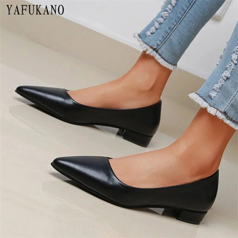 

Simple Fashion Point Toe Chunky Heeled High Heels Low Heel Comfort Office Work Shoes Classic Basic Womens Pumps Plus Size 35-41