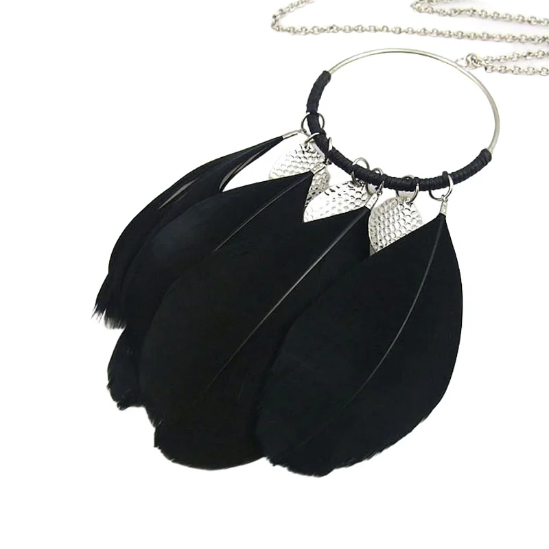 Женское ожерелье JEWEPLAIT с перьями и листьями