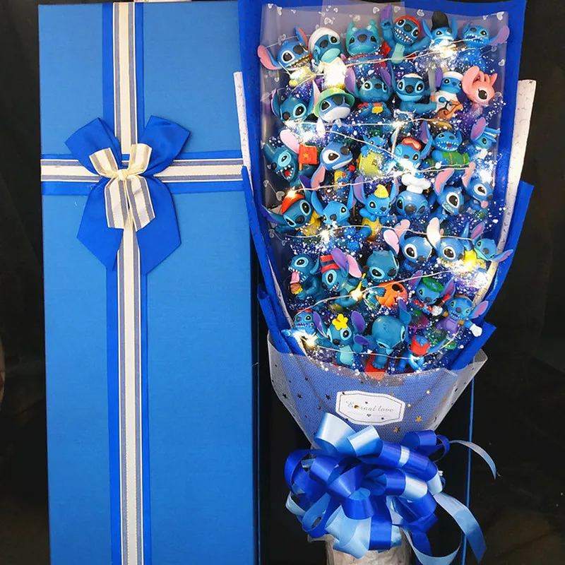 

Романтическая модель игрушки в стиле Диснея Ститч, модель букета, мультяшное предложение, костюм для пары, изящные подарки для девушки на День святого Валентина