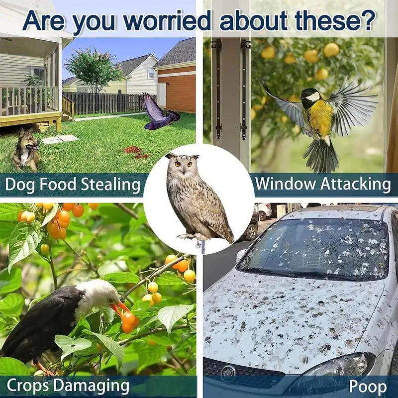 

Owl Decoy Birds Deterrents Devices Repellents Device With Reflective Tape Weatherproof Bird Scare Birds Away From Gardens Window