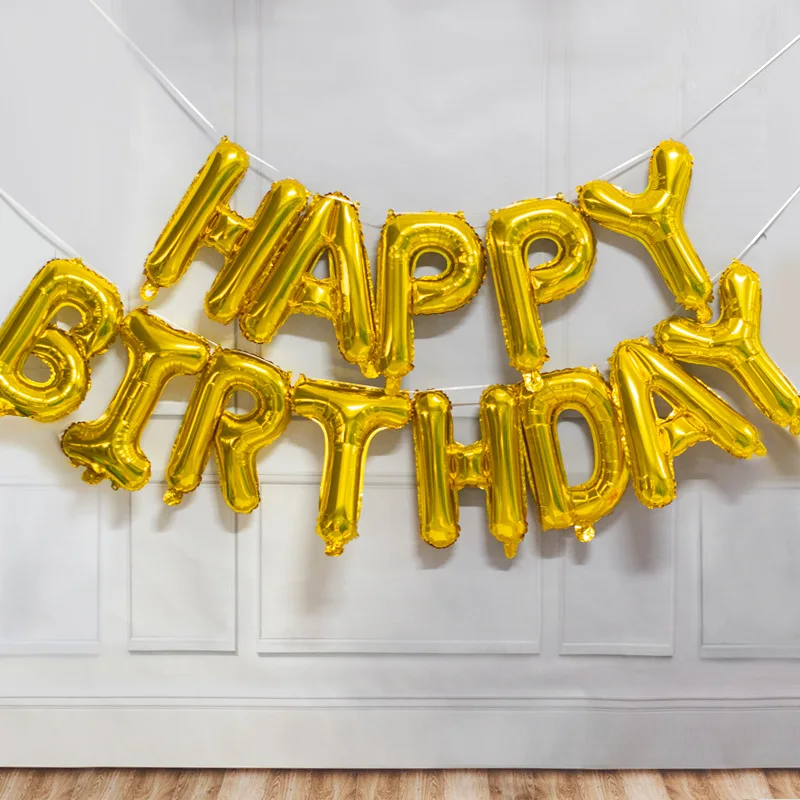 

Воздушные шары на день рождения, золотой баннер, 16 дюймов, буквы из майларовой фольги, знак на день рождения, баннер, флажки, украшения для детей и взрослых на день рождения