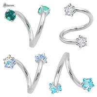 2pcs 16g s bar star round zircon tragus helix piercing eyebrow nose ring pierc stainless steel auricle labret piercing earrings