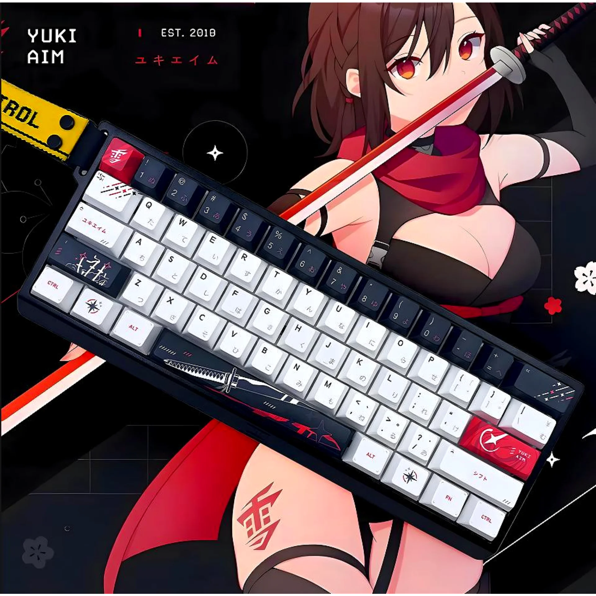 Набор колпачков Yuki Aim Japanese Cherry PBT 134 клавиши аниме с героями мультфильмов для