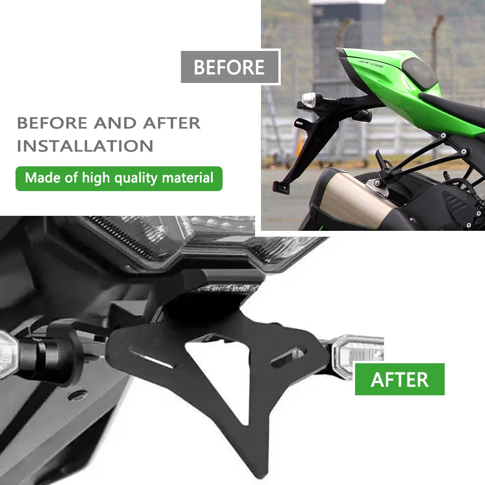 For Motorcycle Accessories Rear Short Tail License Plate Frame With LED Light Holder zx6r ZX-6R ZX6R 2024