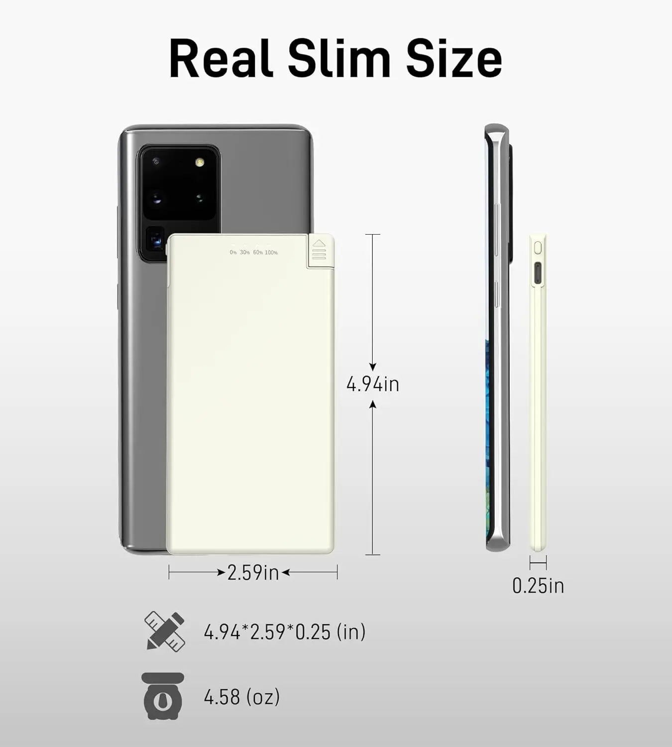 Auskang USB C ультратонкое портативное зарядное устройство 5000 мАч с встроенным