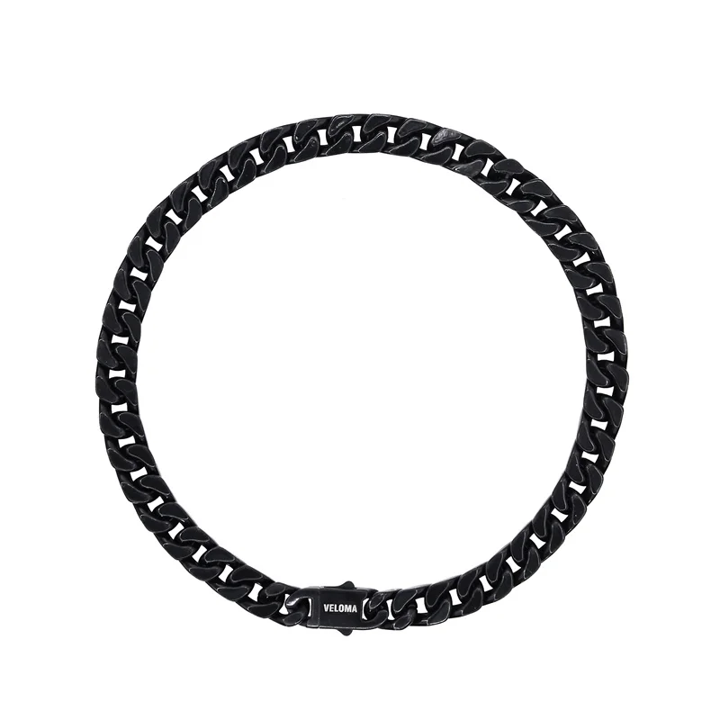 

Men's Cuban Necklace Fashion Trendy Brand Wild 2022 Original Design Three-Dimensional Buckle Black And White Paint High Jewelry