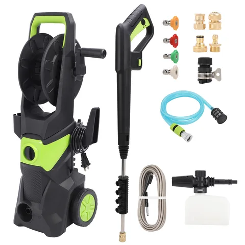 Мойка высокого давления 4000PSI 2.4GPM со шлангом 32 фута 4 насадки Мойка для электромобилей для забора Очистка патио Вилка США 110 В