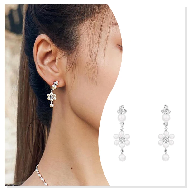 

Серьги из серебра 925 пробы с цирконом, жемчуг, гексаграмма, праздничный подарок, новинка 2022, модная индивидуализированная бутиковая Мода ins