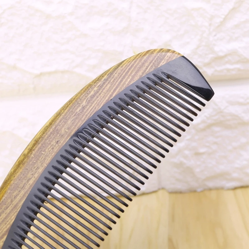 Натуральный зеленый сандал бычий рог деревянная расческа для бороды инструмент