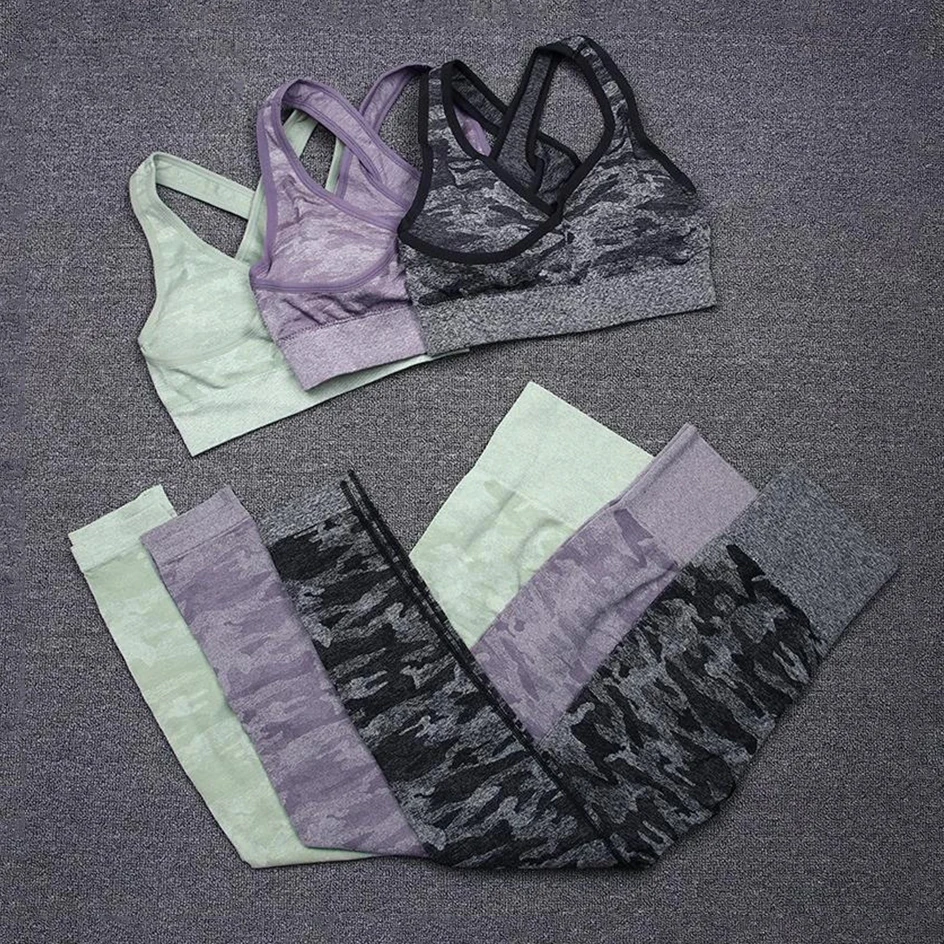 

Женский Камуфляжный комплект для йоги из двух предметов, бесшовные брюки для фитнеса, спортивный бюстгальтер, женская одежда, леггинсы для спортзала, летняя спортивная одежда