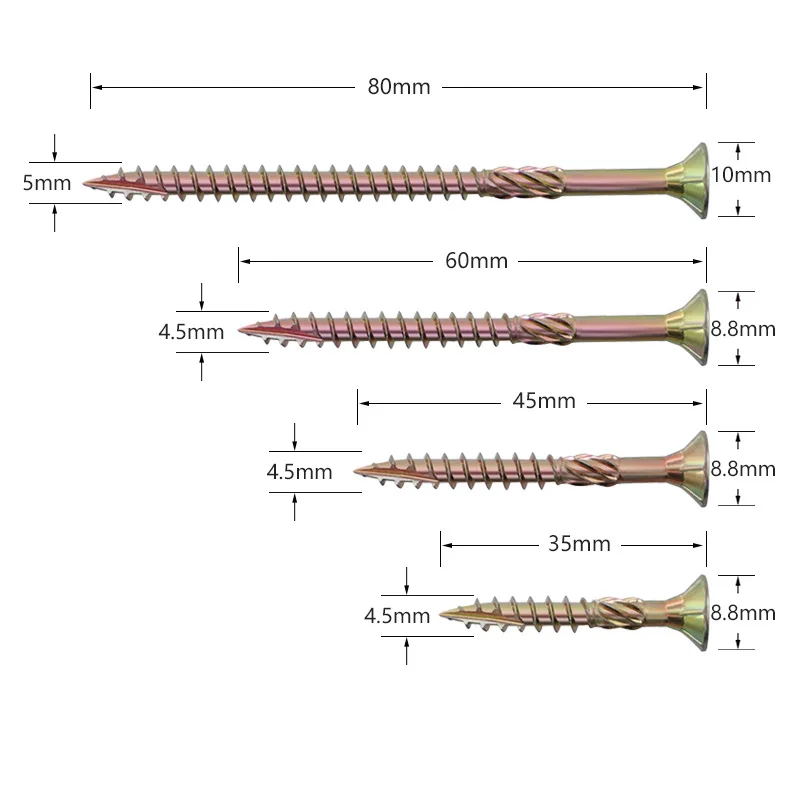 100 шт./набор саморезы T25 35 мм 45 60 80