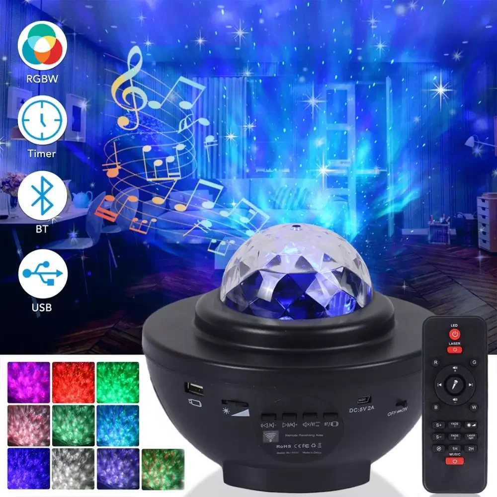 

Цветной проектор Звездное небо галактика Bluetooth USB Голосовое управление музыкальный плеер светодиодный ночник проекционный светильник пода...