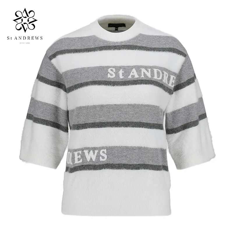 ST ANDREWS новый женский топ одежда для гольфа горизонтальный вязаный с круглым