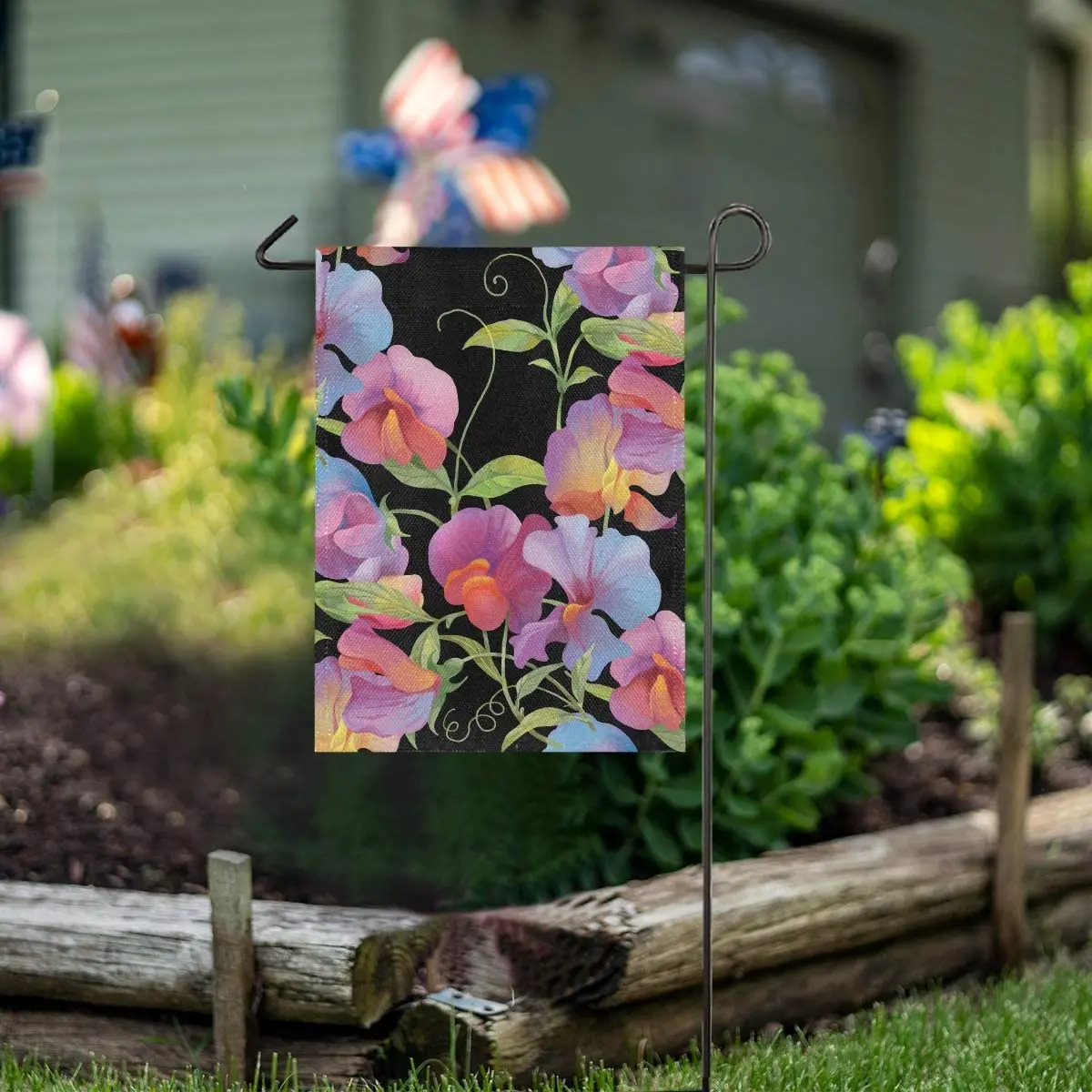 

Sweet Pea Flower Floral Garden Flag Welcome Home House Flags Double Sided Yard Banner Outdoor Decor Banner for Outside House Yar