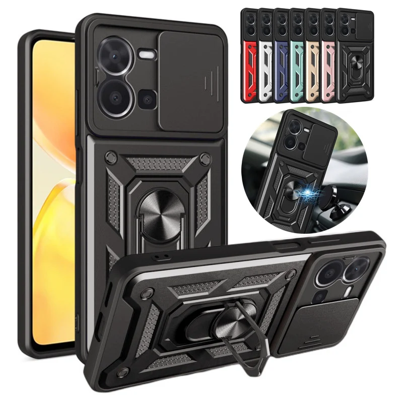 

Slide Camera Lens Protect Funda For Vivo Y35 Case For Vivo Y16 Y75 Y15A Y15S 4G Y77 V23 V23E Y76 Y76S 5G Y21 S Y33S Armor Cover