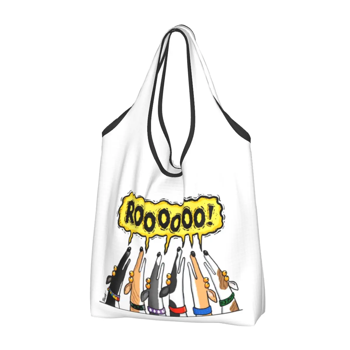 

Roooooo! Greyhound Dog Reusable Shopping Grocery Bags Foldable 50LB Weight Capacity Animal Dogs Eco Bag Eco-Friendly Washable