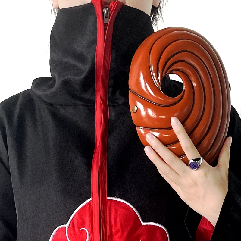 

Anime Naruto Cosplay Tobi Obito Cosplay Costume Japanese Ninja Akatsuki Red Cloud Cloak Obito Mask Carnival Halloween Kids Adult