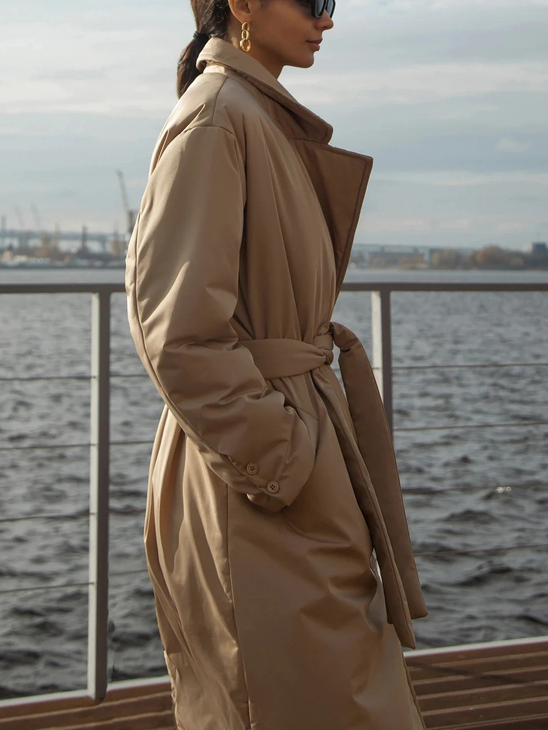 Fashion Thick Warm Khaki Long Parka with Belt 2022 Winter Elegant Office Lady Solid Cotton-padded Coats Women's Jacket Outerwear