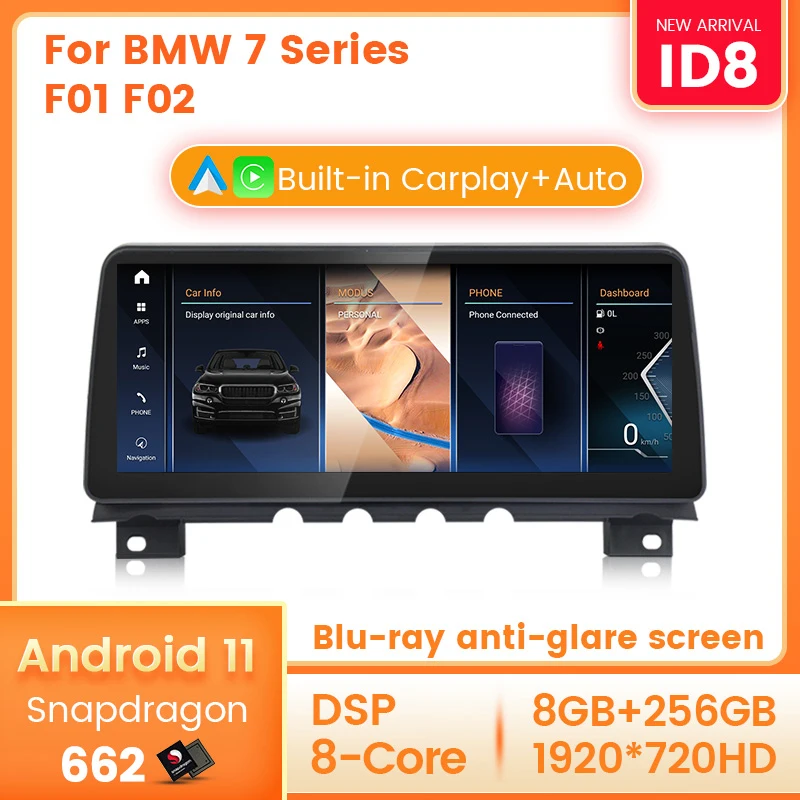 

12.3inch Android 12 Snapdragon 662 Car Radio For BMW 7 Series F01 F02 2009-2015 NBT CIC Multimedia Player Carplay+Auto AI Voice