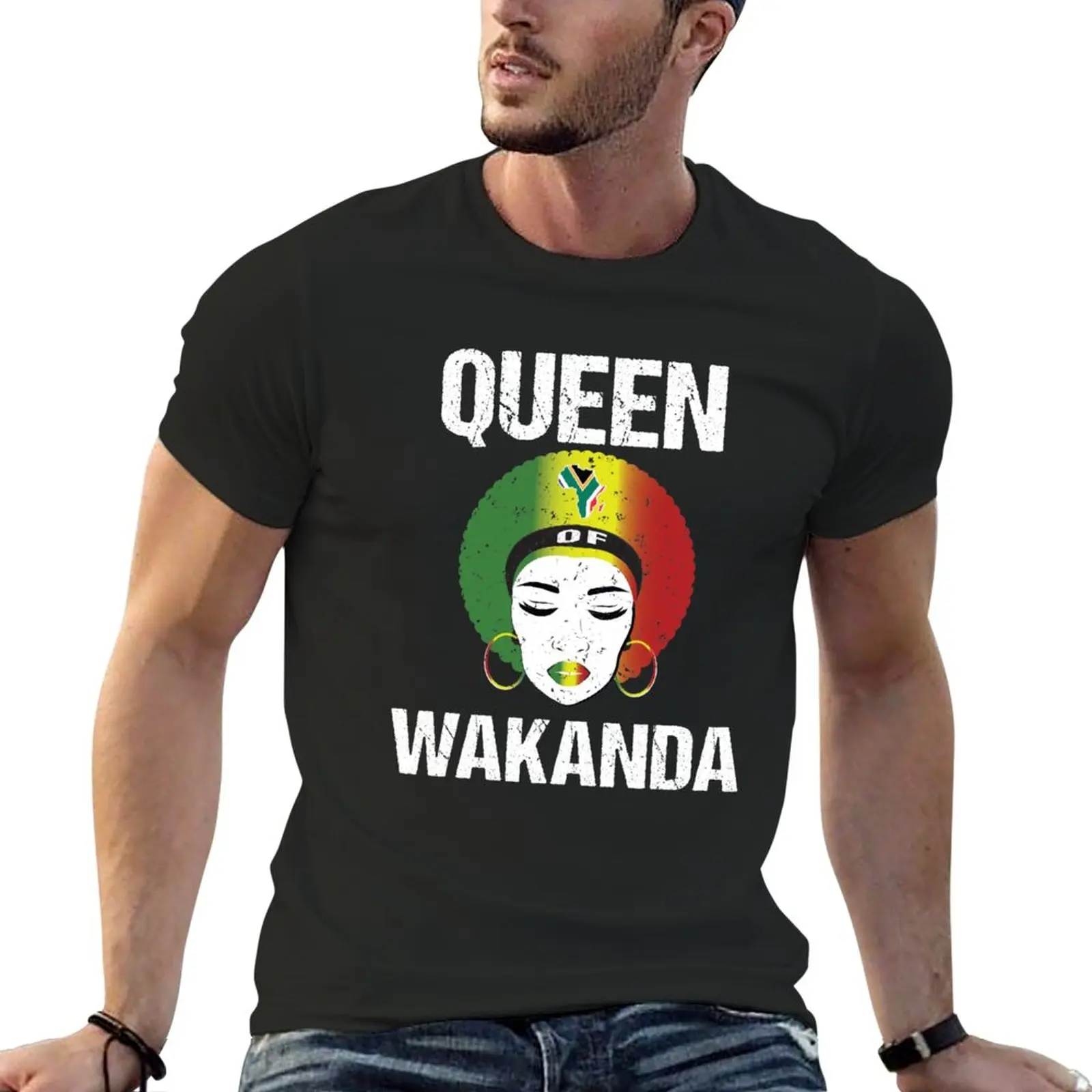 Женская футболка Queen Of Wakanda черная великолепная Эстетическая одежда мужская