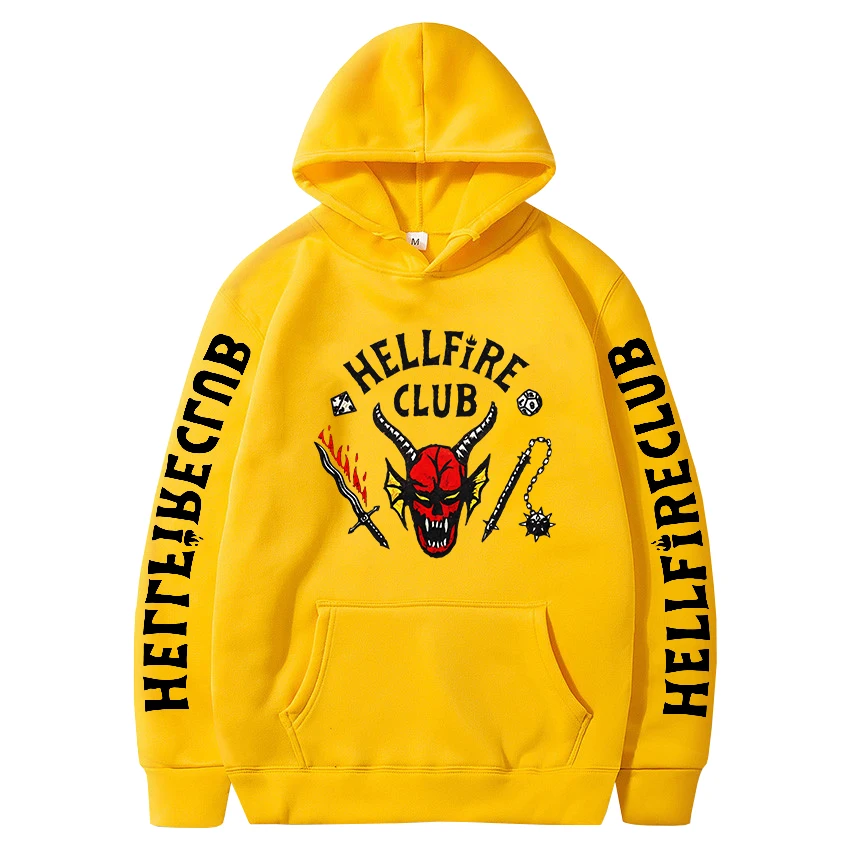 Hoodie HellfireClub Long Sleeved 2-side Pullovers Oversized Sweatshirt 2022Autumn Winter Retro Unisex Tops Couples Men and Women
