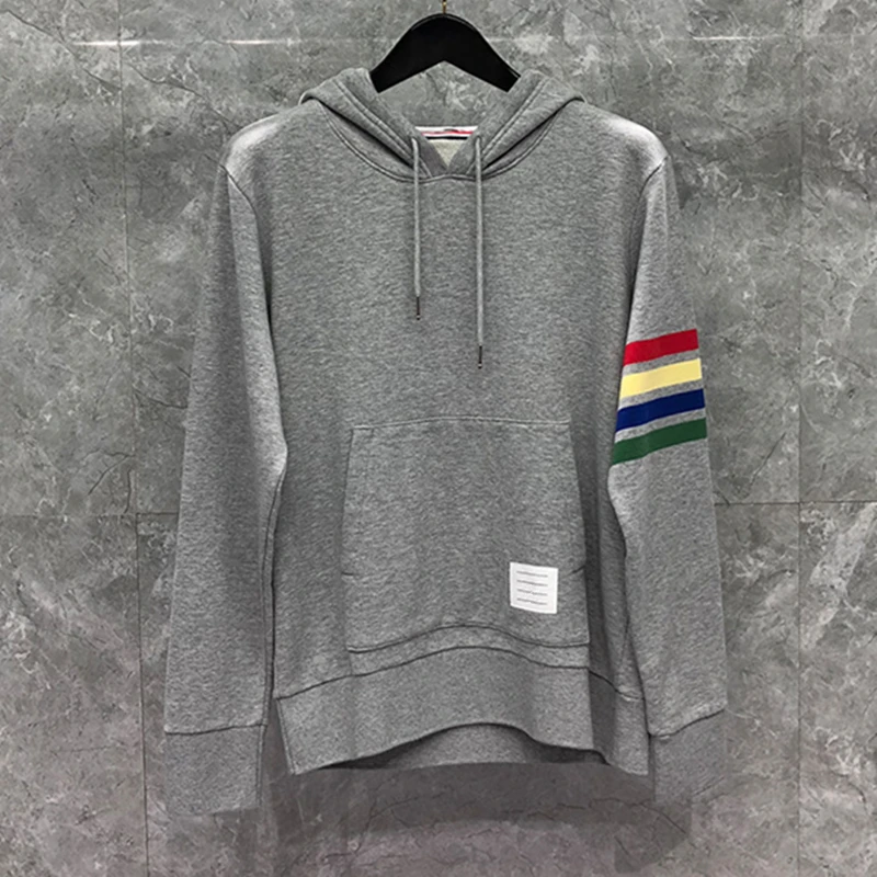 TB Male Female Fashion Winbow Stripe Design Cotton Hooded Pullover Jacket Men Daily High Quality Spring Autumn Sweatshirt