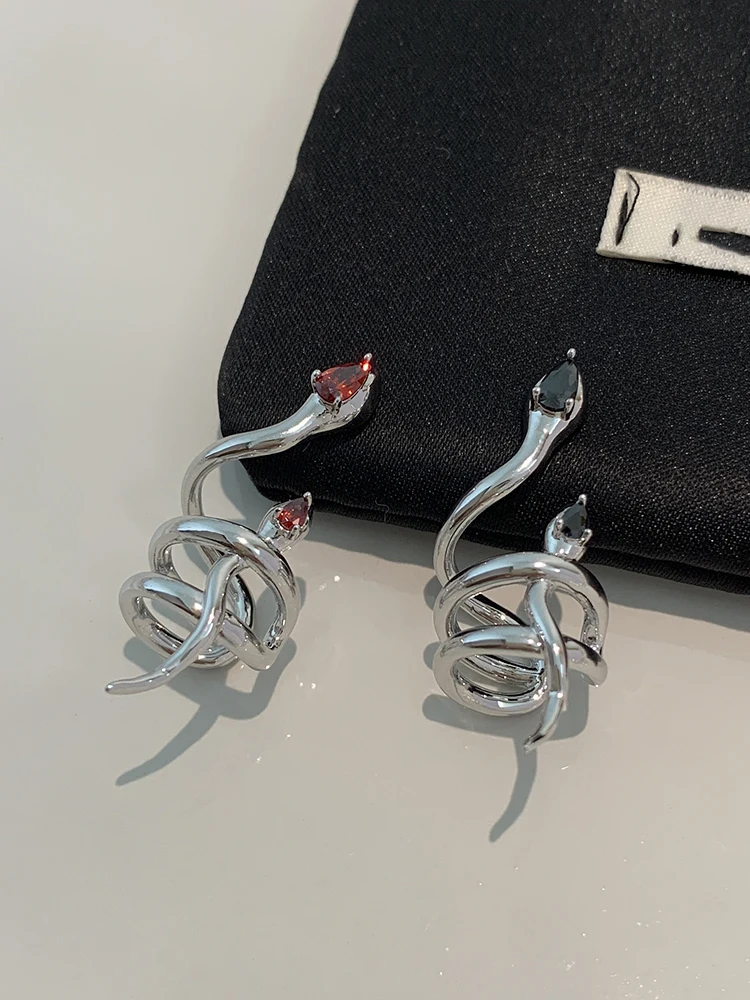 Серебряный зажим для ушей в форме змеиного холодного ветра женские серьги без