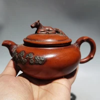 6 chinese yixing zisha pottery hand carved pine needle pot horse statue dragon pot kettle red mud teapot pot tea maker