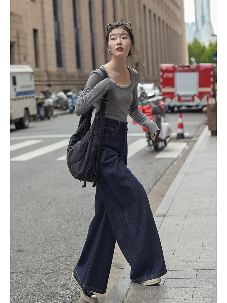 Рубашка с длинными рукавами в Корейском стиле круглым вырезом женская осень 2024