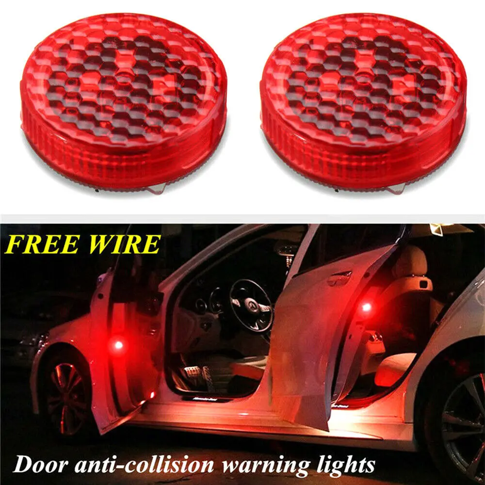 

2PCS Car Door Anti-collision LED Light Warning Light Flashing Light Anti-collision Safety Warning Light Free Of Wiring