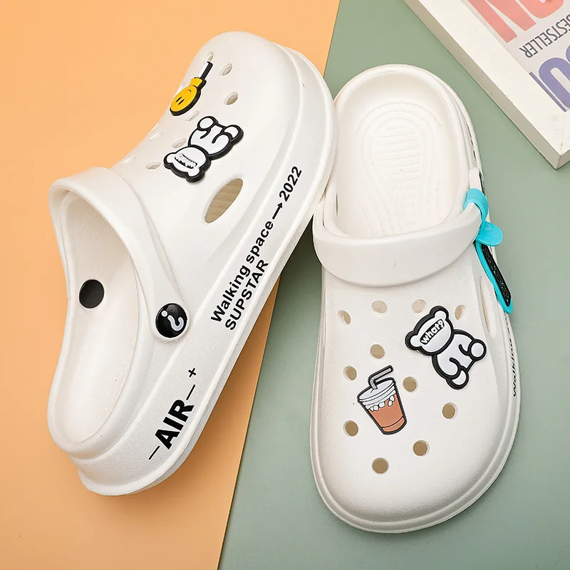 

Mhyty Cute bear eva Croc sandals girl summer new students wear nurse's bag head soft sole couples non-slip beach slippers