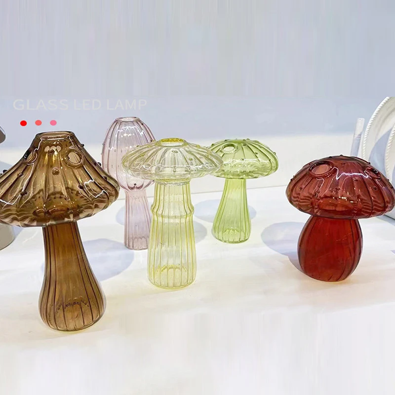 

Nordic Mushroom Glass Aromatherapy Bottle Hydroponics Vase Creative Living Room Home Office Desktop Crafts Ornament Decoration