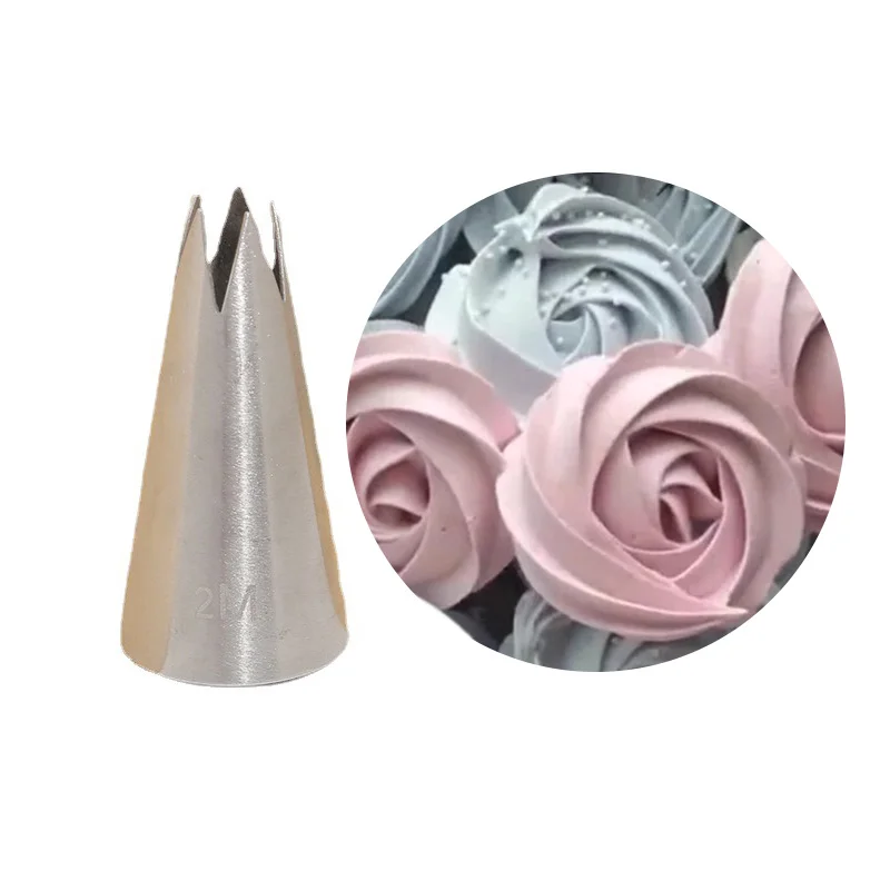 

#2M Rose Tips 5-Teeth Open Star Piping Nozzle Decor Tip Cream Flower Fondant Baking Tool Cake Cupcake Decor Stainless Steel