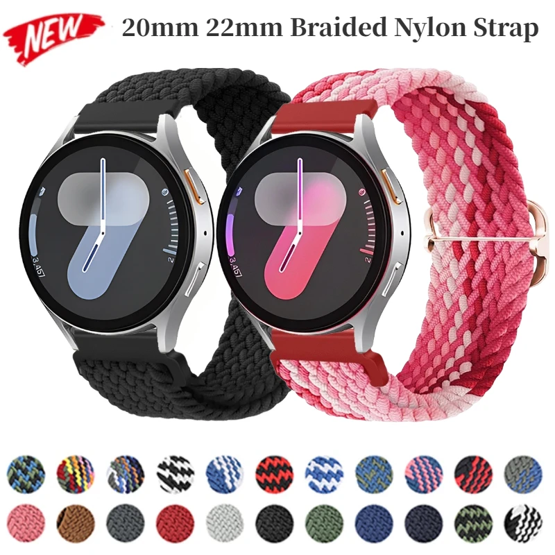 Фото Нейлоновый плетеный ремешок 20 мм 22 мм для Samsung Watch 7/6/5/4 40 мм 44 мм, Huawei Watch 5-4/GT6-5-4, Amazfit Bip 6-5-Max №1