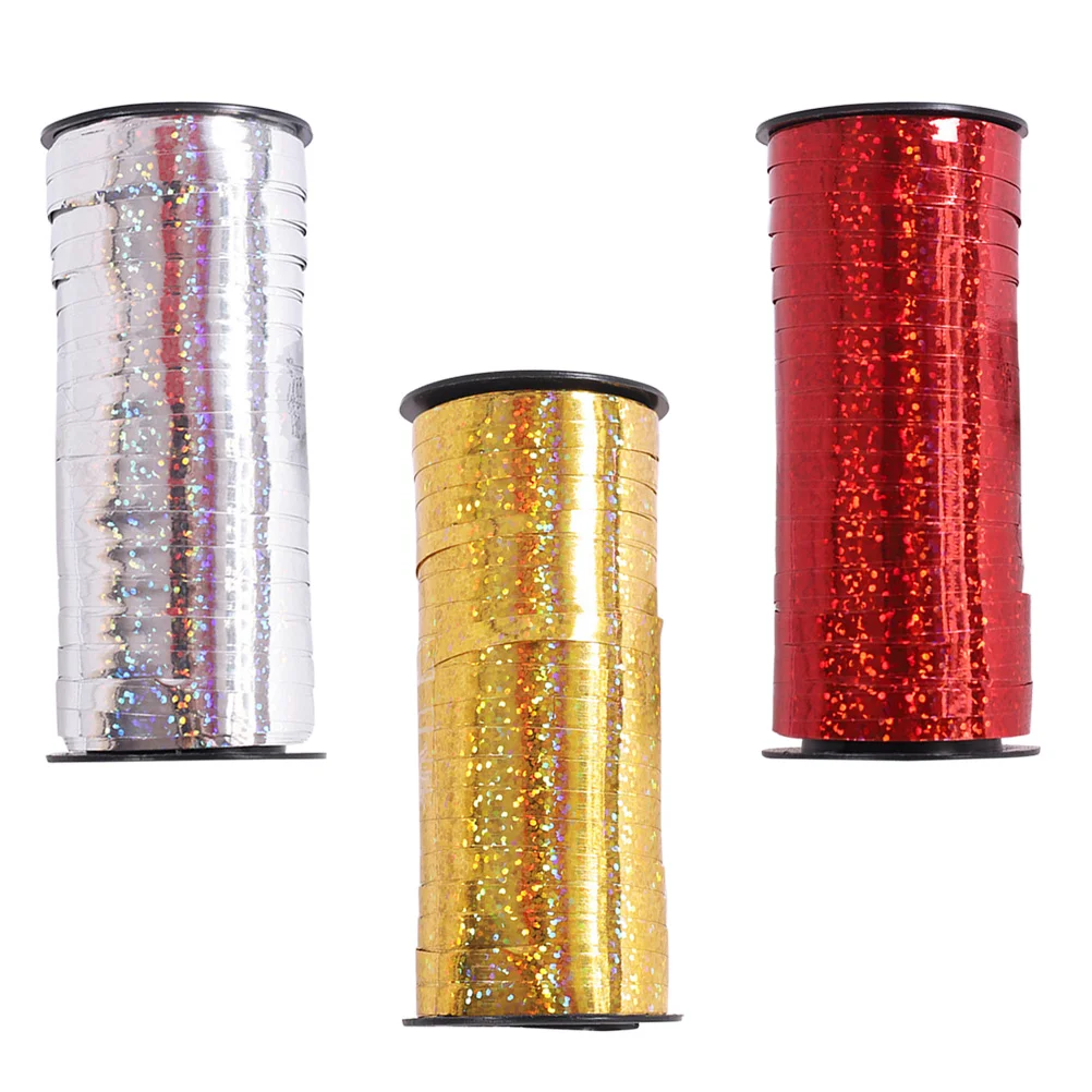 

3 Rolls Curling Ribbon Shiny Metallic Balloon Ribbons for Party Festival Craft Decor