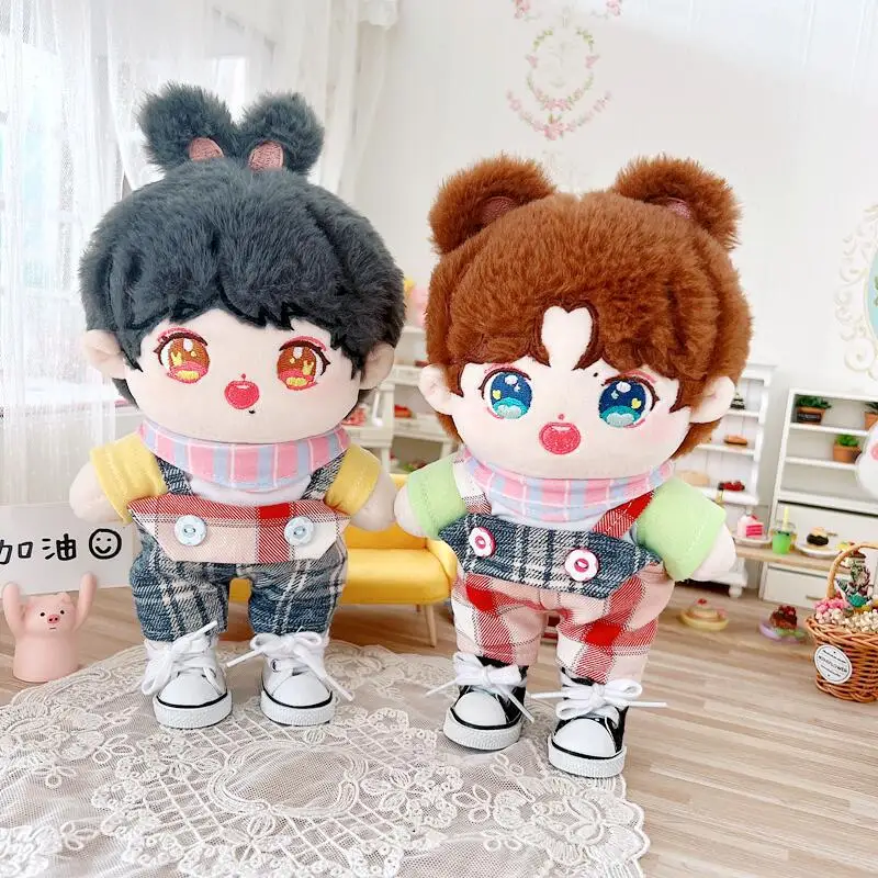 

3PCS 1SET 20CM Doll Clothes Scarf+T-shirt+Suspenders Cute Plush Doll Accessories Cool Stuff Kpop EXO idol Doll Fans DIY Gift