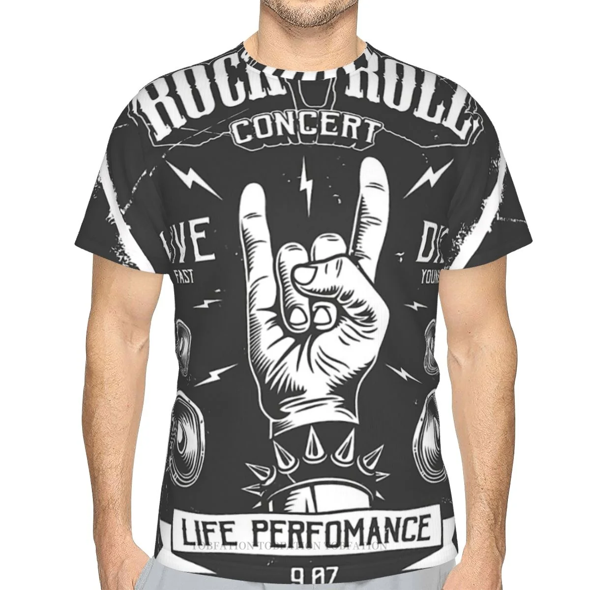 

Concert Live Fast Die Young Life Performance RockNRoll 3D Print Polyester T-shirt Men Women Short Sleeve TShirt Streetwear Tops