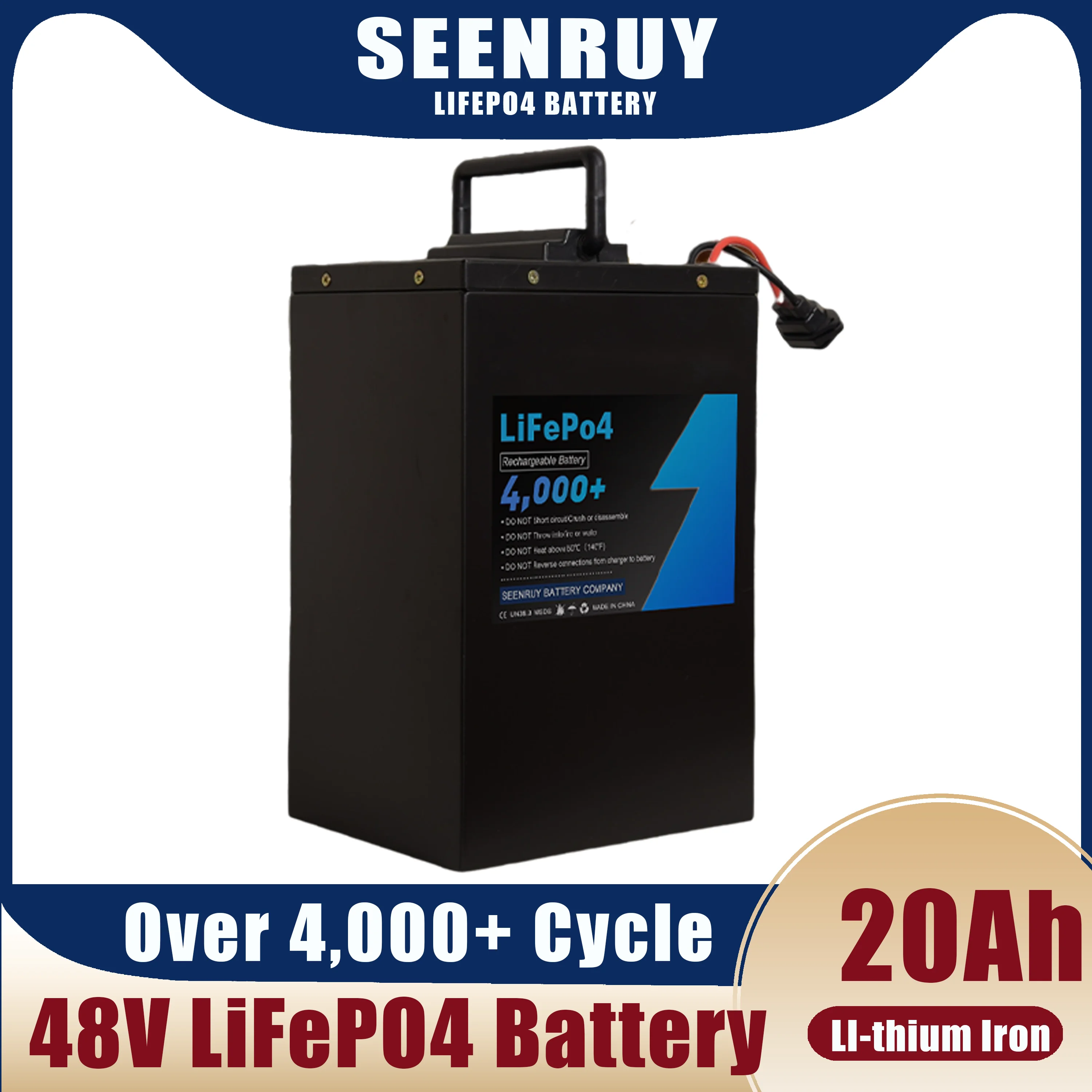

48V 20Ah Lifepo4 Li-ion Battery Pack BMS 16S Power Bank for Electric Bike Bicycle Scooter Camping with 3A Charger Duty Free