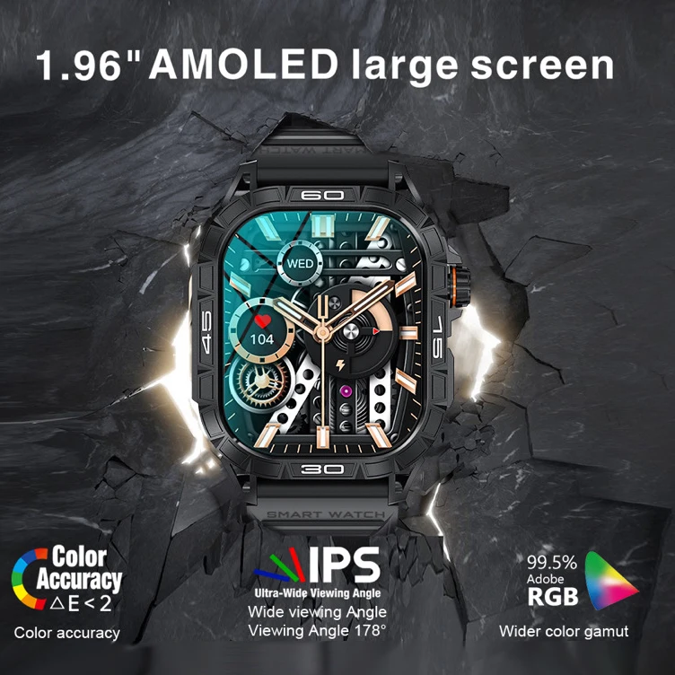 1 96-дюймовый AMOLED-экран для мужчин и женщин уличные умные часы IP68